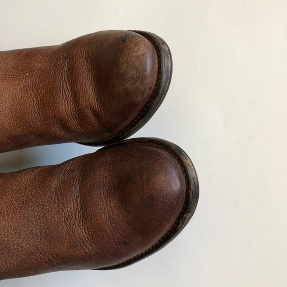 Frye Brown Leather Jackie Heeled High Knee Boots - Picture 9 of 16